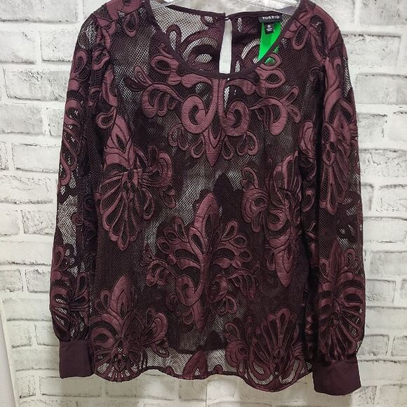 Torrid Burgundy Lace Blouse - Picture 1 of 3